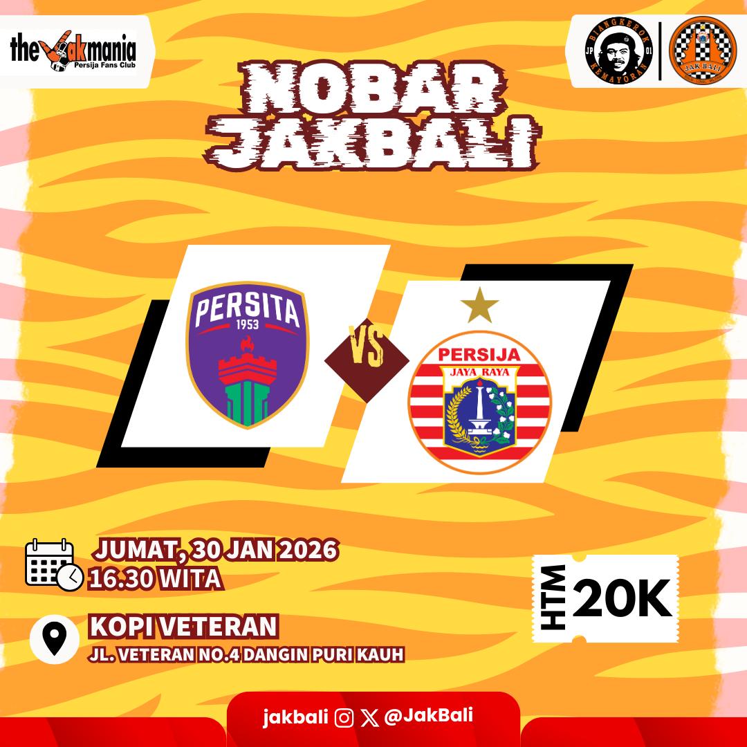 Persita vs Persija
Jumat 30 Januari 2026jam 16.30 WITA
Di Kopi Veteran 🍻🥳