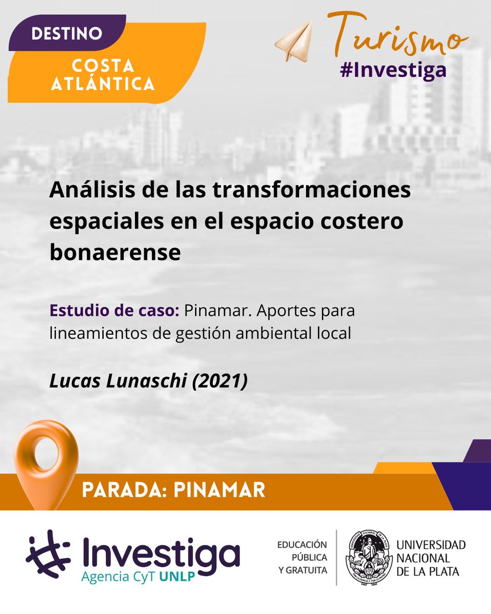 UNLPinvestiga's tweet image. #LaUNLPInvestiga  Ponete protector solar que seguimos el viaje imaginario por la Costa Atlántica, recorriendo  una selección de trabajos de investigación aplicada de Licenciados en Turismo de la UNLP 🏖️  

🌊🌊🌊 Hoy: Pinamar