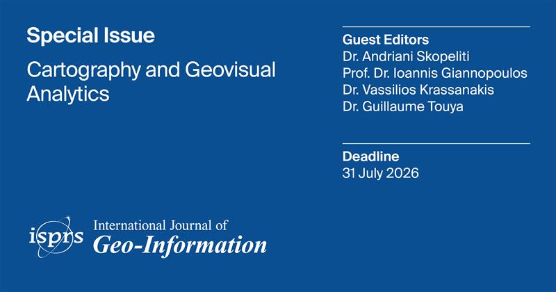 ISPRS_IJGI's tweet photo. 📢 #callforpapers
The submission deadline for the Special Issue "#Cartography and #Geovisual Analytics" has been extended to 31 July 2026.
Guest Editors: Andriani Skopeliti, Ioannis Giannopoulos, Vassilios Krassanakis and Guillaume Touya
🔗More details: https://t.co/Cxu3egDztu https://t.co/qWTqQzTqx4
