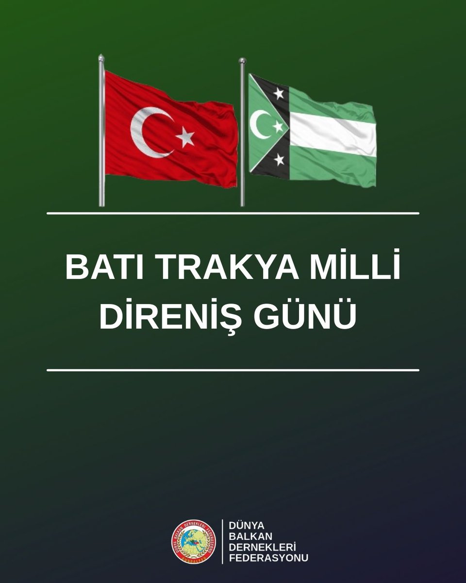 Millî kimliğini tüm dünyaya haykıran, ayrımcılığa karşı hak ve hukukunu korumak için mücadele eden Batı Trakya Türkü’nün 29 Ocak Millî Direniş ve Dayanışma Günü kutlu olsun!

#BatıTrakya