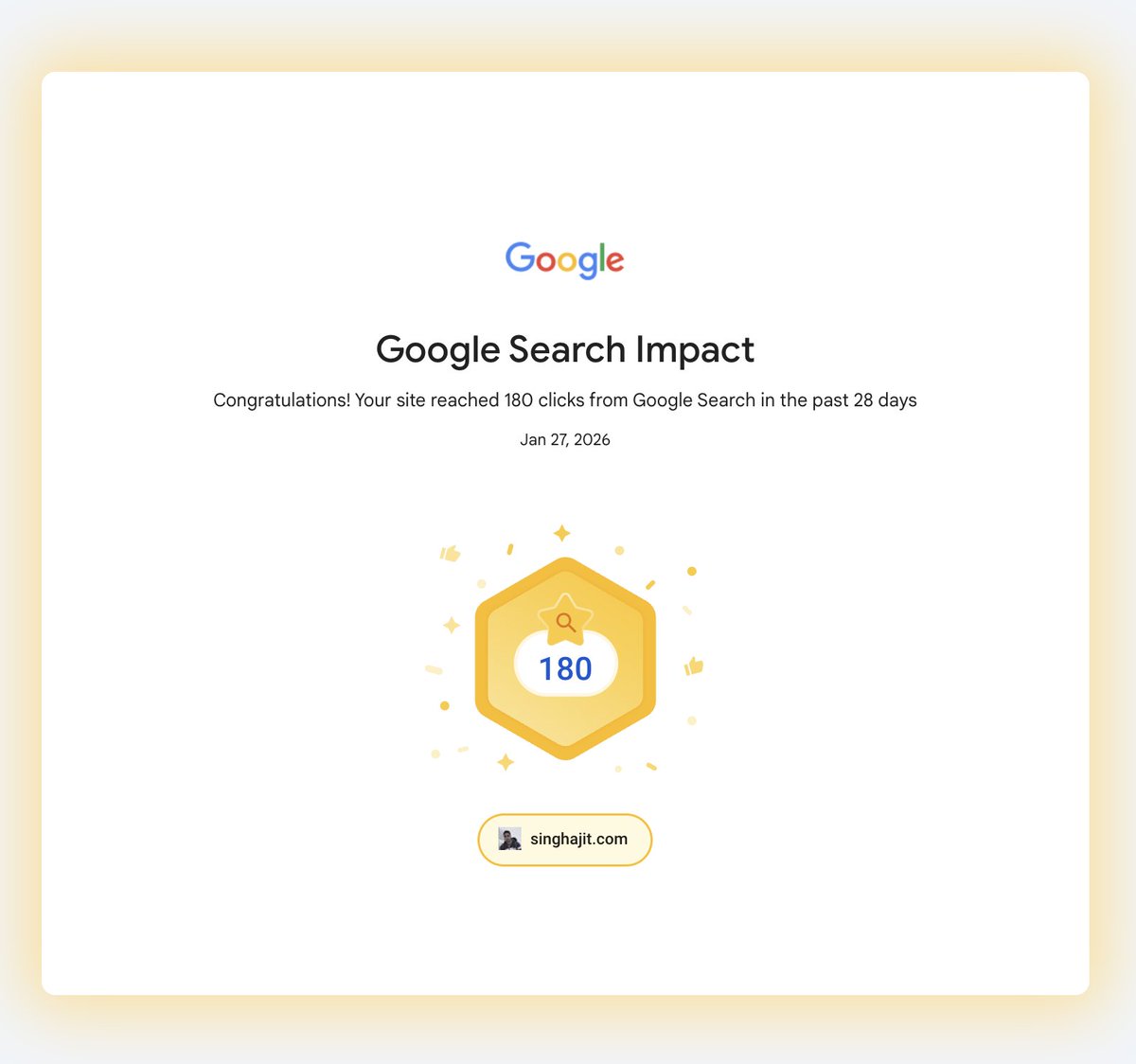 Ajit5ingh's tweet photo. 180 clicks from Google Search in 28 days π
Building in public, one blog post at a time. SEO is a slow game, but consistency pays off.
Proof that showing up and shipping content actually works. π
https://t.co/rziqeugDWG
#BuildingInPublic #SEO #GoogleSearchImpact https://t.co/UHbcVT0S1b
