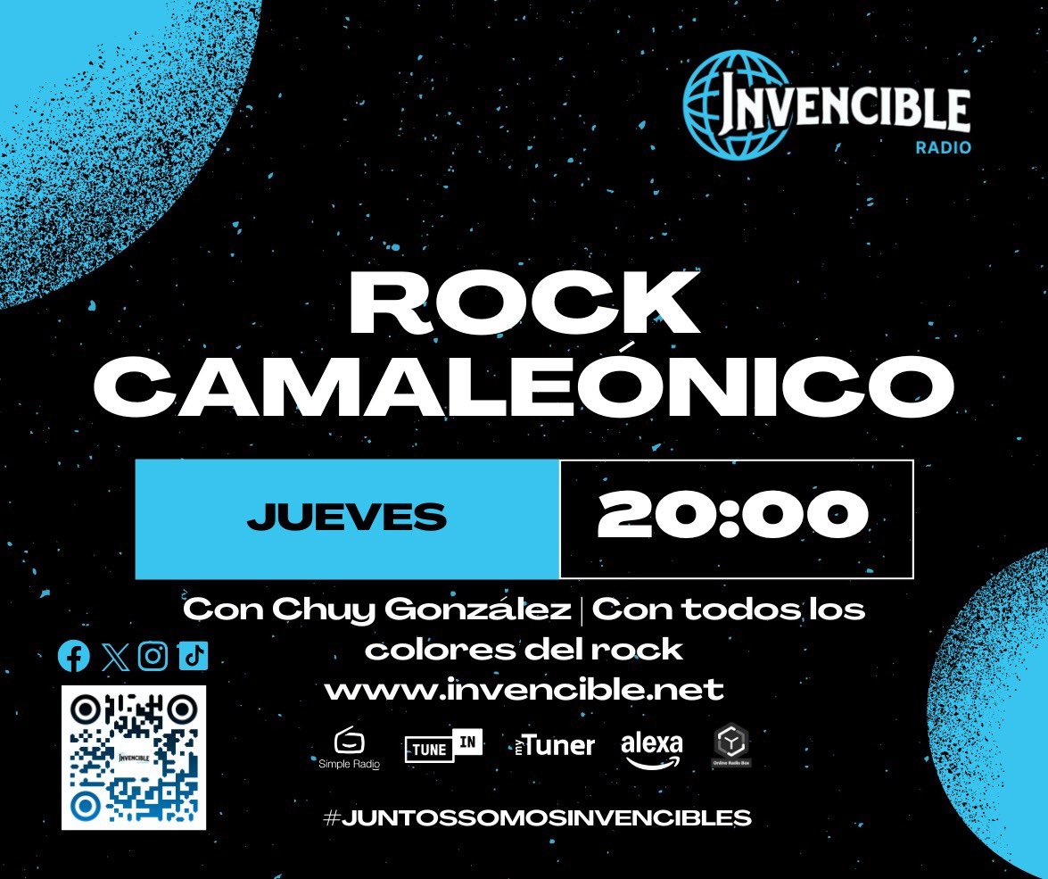 Hoy suena el presente 🎶
#Rockcamaleónico presenta #MúsicaDelMásAcá
Soul, funk y beats globales en
📻 Invencible Radio
MyTuner &amp; TuneIn    
También sonamos en Alexa