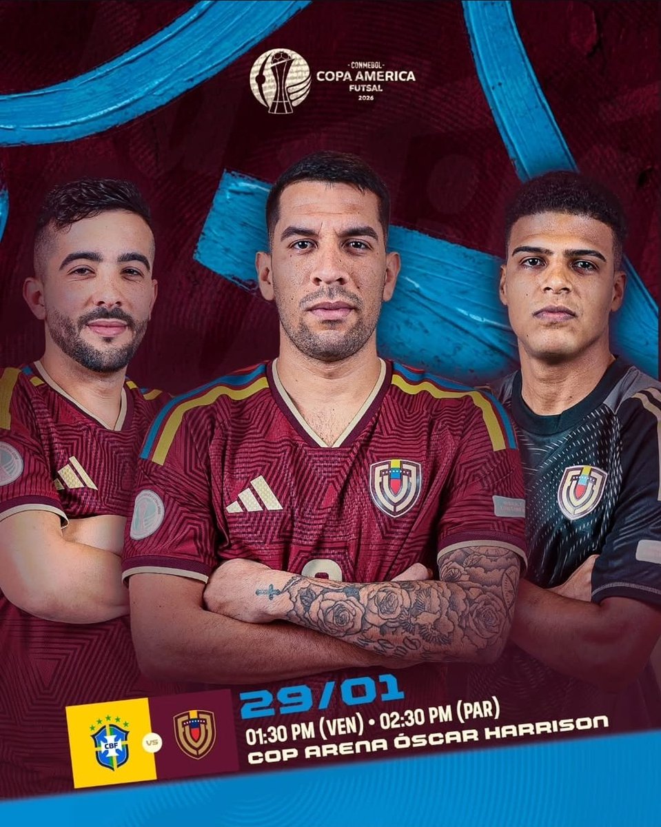 Hoy juega nuestra selección su último juego de la fase de grupos de la Copa América de futsal vs Brasil.

Ya estamos CLASIFICADOS A LA SEMIFINAL 🇻🇪♥️💪🏽