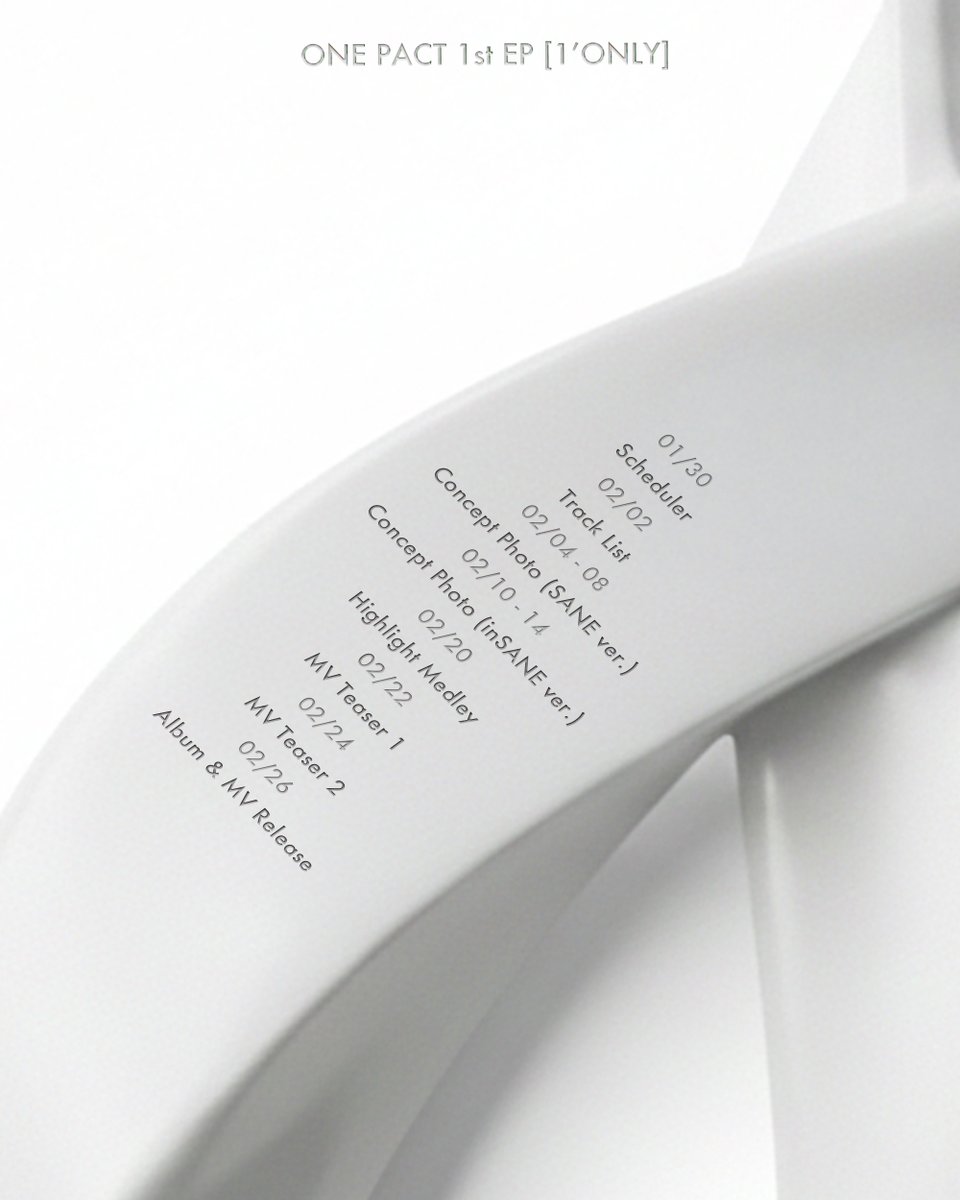 armada_ent's tweet image. ONE PACT 1st EP [1'ONLY]

𝙿𝚛𝚘𝚖𝚘𝚝𝚒𝚘𝚗 𝚂𝚌𝚑𝚎𝚍𝚞𝚕𝚎

2026.02.26 12PM (KST) Release

#ONEPACT #원팩트
#1_ONLY #260226_12PM