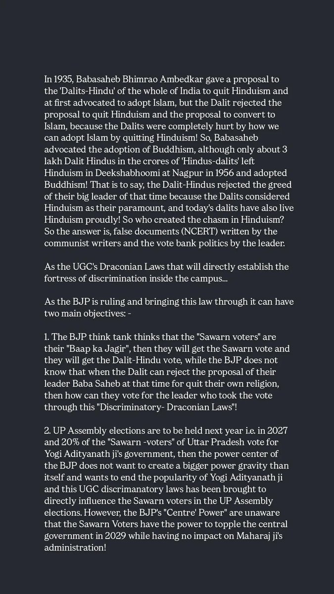 Right_ideology's tweet photo. My take on UGC Discrimanatory Draconian Laws...
#UGCRegulations2026 https://t.co/yCaKZH9Kmo
