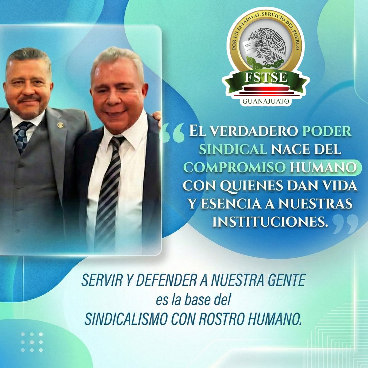 En FSTSE Guanajuato creemos en un sindicalismo que se construye con trabajo, unidad y compromiso humano.

De la mano del Lic. Marco Antonio García Ayala, avanzamos con responsabilidad, defendiendo derechos y fortaleciendo a quienes dan vida a nuestras instituciones.

Seguimos