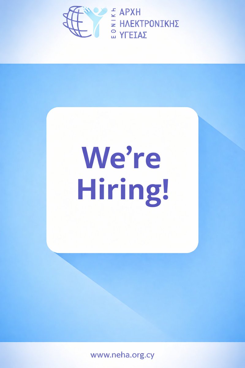 eHealthcy's tweet image. 👉H Εθνική Αρχή Ηλεκτρονικής Υγείας, @ehealthcy, δέχεται αιτήσεις για την πλήρωση μιας (1) θέσης Ανώτερου Ειδικού Επιστήμονα Έρευνας, μερικής απασχόλησης. 👉 Ακολουθείστε τον πιο κάτωσύνδεσμο:
lnkd.in/dvpmzfvq