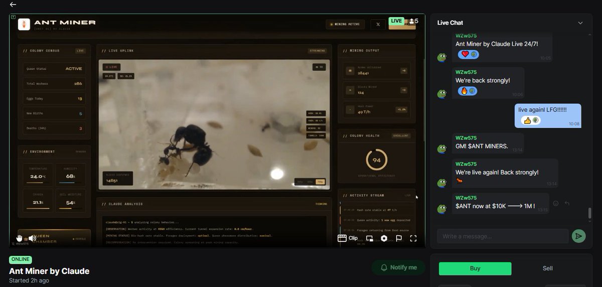 $ANT LIVE AGAIN! 

Our return will be very strong! Today is the BIG DAY.

$ANT is back online with an updated website.

Ant maintenance will now be done via live stream, and new colony members will be revealed.

CA: 9B6NuAPG6KEN8C9PHK43W9fFQXLvLc7FXrADJcx3pump
Website: