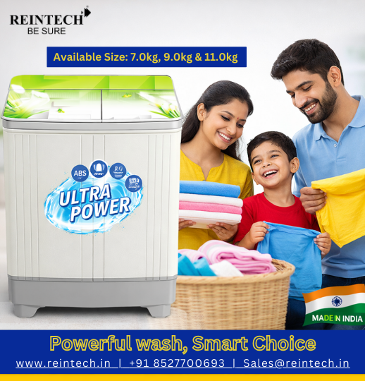 ReintechLtd's tweet photo. Powerful wash, happier homes 💙 Bring home the strength of Reintech Ultra Power Washing Machine for clean, fresh clothes every day.  

Learn More: https://t.co/MAnI9jQCN6, 8527700693  

#Reintech #UltraPower #WashingMachine #SemiAutomatic #TopLoad #PowerfulWash #MotorolaSignature https://t.co/RoJrQAysn6
