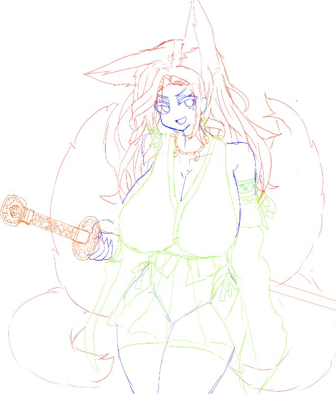 ラフです
ギャルの表現の幅を広げるために、新しい髪型に挑戦中 