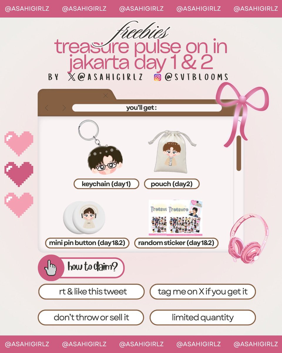 𝜗𝜚 freebies  ☆ treasure pulse on in jakarta by <a href="/asahigirlz/">🖇️ oktaaa!</a>  ── ⊹ ‧₊˚ 
📍 Indonesia Arena
🗓️ april 25-26 , 2026 (day 1&amp;2)

𐙚⋆ retweet &amp; like this post  
𐙚⋆ don't throw or sell
𐙚⋆ kindly tag me if u get it!
𐙚⋆ limited quantity!

#TREASURE #PULSE_ON_IN_JAKARTA