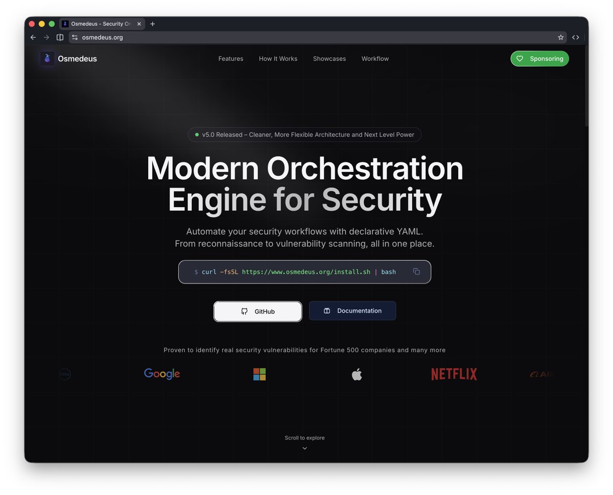j3ssie's tweet photo. 🚀 I’m thrilled to released a new complete re-architecture from the ground up @OsmedeusEngine v5.0 – A Modern Engine for Security Automation!

If you care about security automation, you don’t want to miss this

✨ Key Upgrades:
- 🔧 New Core: Works with plugins and simple config files, supports step-by-step workflows with conditions and custom settings
- ⚡ Runs Anywhere: Works on your machine, in containers, or on remote servers; spread work across multiple systems, schedule tasks, or trigger them automatically
- 🔗 Easy Connections: Built-in API, database support, cloud storage, chat notifications, and AI-powered steps
- 🎨 User-Friendly: Clean dashboard to view results and manage workflows visually

#bugbounty #infosec #bugbountytips #infosec #security #pentesting #recon