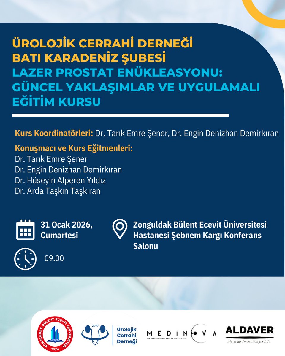beunhastane's tweet photo. Ürolojik Cerrahi Derneği Batı Karadeniz Şubesi Lazer Prostat Enükleasyonu: Güncel Yaklaşımlar Ve Uygulamalı Eğitim Kursu https://t.co/74HBjHbBS2