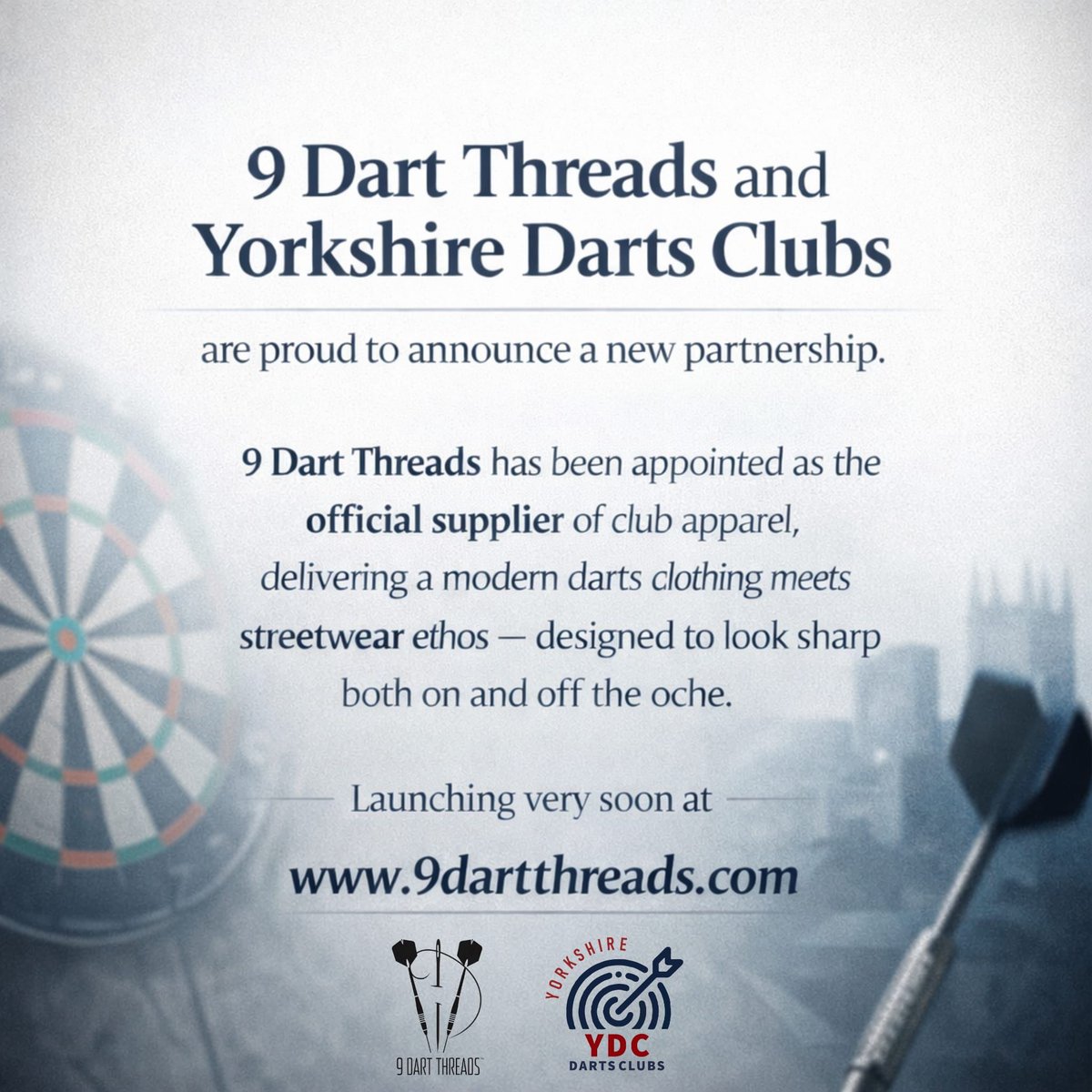 Proud to announce our new partnership with Yorkshire Darts Clubs🎯

9 Dart Threads will be the official supplier of club apparel, bringing modern darts clothing with a streetwear edge.

👕 Club clothing launching very soon
🌍 More info 9dartthreads.com 

<a href="/yorkshiredarts/">Yorkshire Darts Clubs</a>