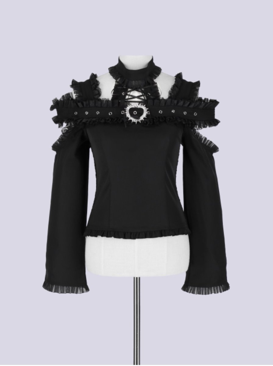 🖤IMVAL / 2way Off-Shoulder Top🖤 繊細なフリルとレースディテールを