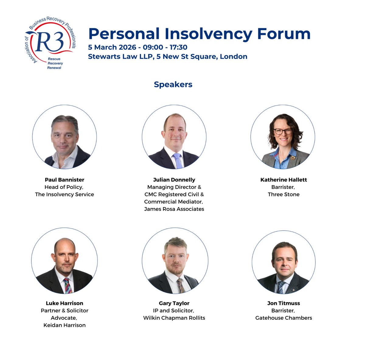 <a href="/KeidanHarrison/">Keidan Harrison LLP</a> co-founding Partner <a href="/luketharrison/">Luke Tucker Harrison 🦚</a>  will be speaking at the <a href="/R3_Membership/">R3</a> Personal Insolvency Forum on 5 March at <a href="/StewartsLawLLP/">Stewarts</a> in London in a session entitled -Tracing international assets in complex cross border cases

#restructuring #Insolvency #assettracing