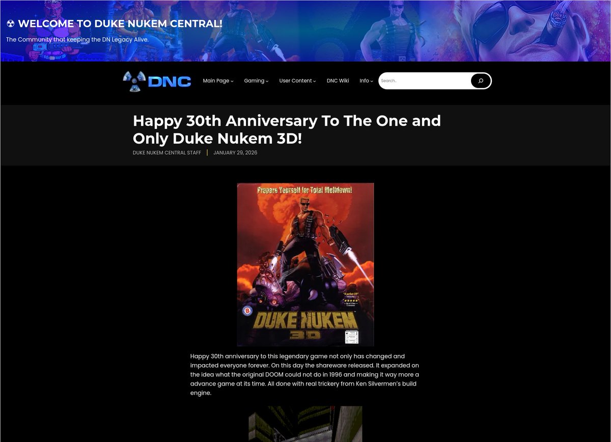 ZNukemOfficial's tweet photo. Just drop a article on my website about Duke Nukem 3D. Give it a read when you get a chance. #dukenukem3d

Link: https://t.co/Kdr0K3JFKL https://t.co/XqA81CeHXJ
