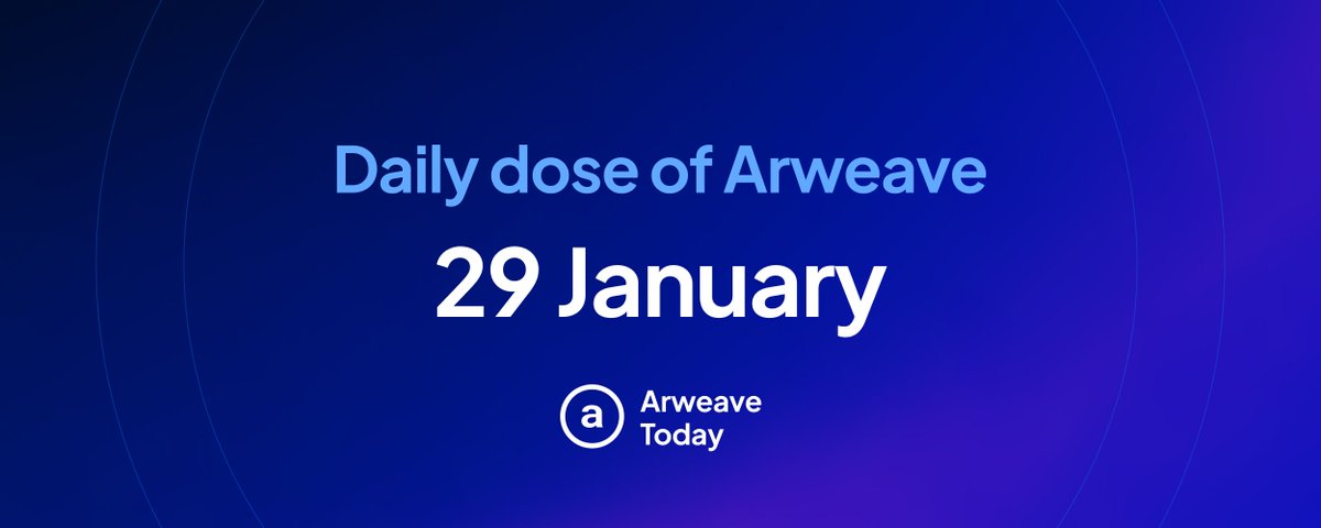 Your daily dose of Arweave, January 29th

<a href="/rodeodotclub/">Rodeo</a> opts for Arweave
<a href="/killergfnft/">KILLER GF</a> arrives on the permaweb
<a href="/TateBerenbaum/">Tate</a>'s PermaDown Detector

Plus: See why <a href="/samecwilliams/">🐘🔗 sam.arweave.dev</a> built <a href="/aoTheComputer/">ao</a>

Get the details 👇