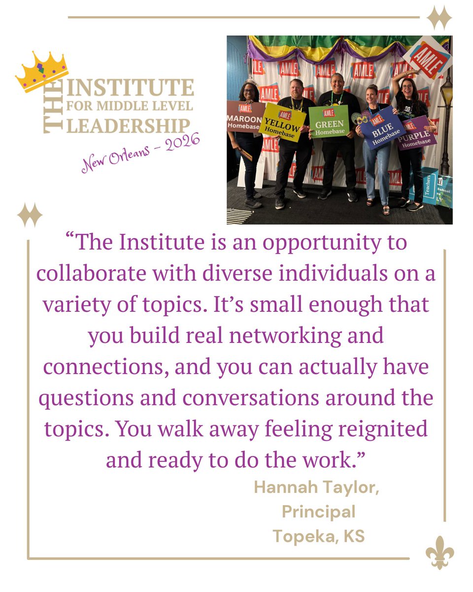 Save with the best rates when you register now for AMLE's Institute for Middle Level Leadership in New Orleans, June 28-July 1: amle.org/leadership