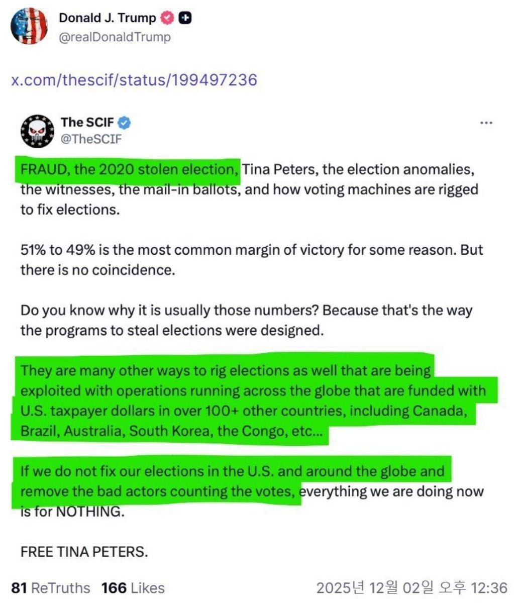 mw9fsbv's tweet image. Trump Signals Knowledge of a Global Election-Fraud Network, incl. A-WEB, Undermining Democracy Worldwide

#ElectionIntegrity #AWEB
#StopTheSteal #GlobalCorruption