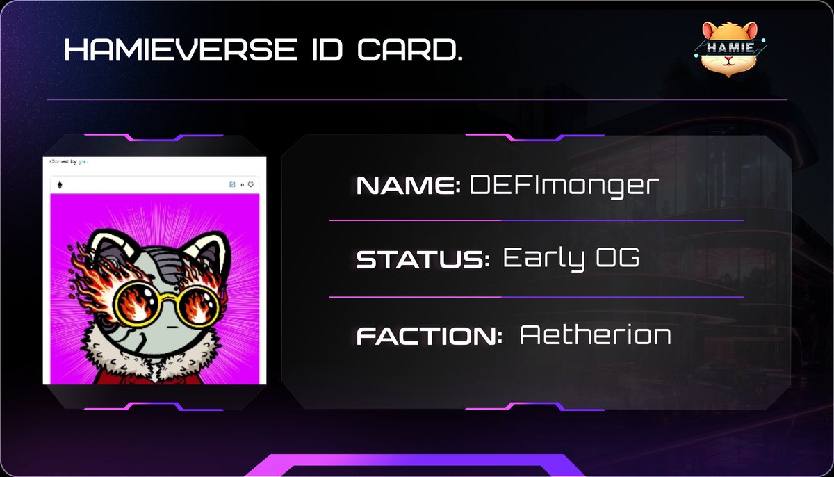 ozihabibah_eth's tweet image. Gm Gm

I just generated my card on @hamieverse server.

Hamieverse is a multimedia franchise with games, comics, novels, digital collectibles, and real life experiences all tied together in one universe. 

Launching on @AbstractChain here is how to get yours👇🏾

Follow: