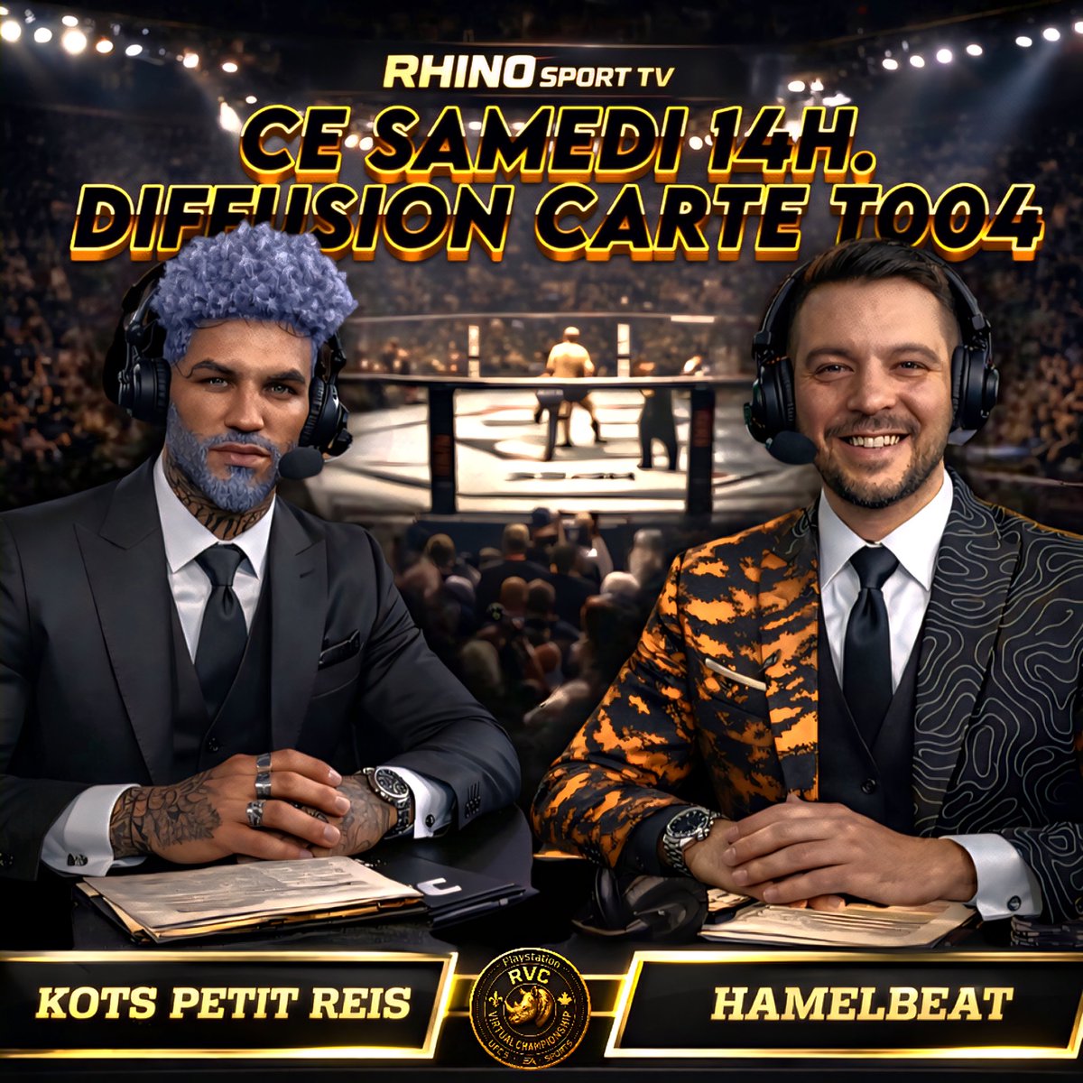 hamelbeat's tweet photo. Gros EVENT ce samedi 31 janvier à 14h (h. Du Québec) c'est la 4ieme carte de la Rhino Virtual Championship
Un gros spectacle vous attends, je serais en compagnie de Kots Petit Reis pour commenter les 10 combats de la carte 🎙👊 #UFC #ufc5 https://t.co/O7Us2UYux3