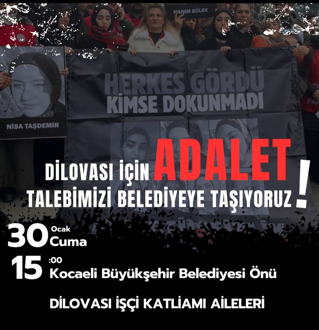 Dilovası için adalet talebimizi yarın Kocaeli Büyükşehir Belediyesi’ne taşıyoruz.

Belediye birimleri ve kamu görevlileri hesap verene kadar susmayacağız.

🗓 30 Ocak Cuma | ⏰ 15.00
📍 Kocaeli Büyükşehir Belediyesi önü

#DilovasıİçinAdalet