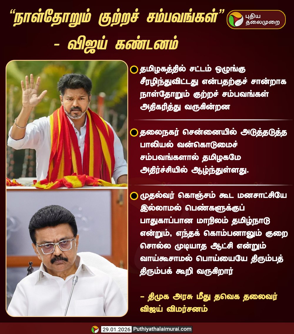 நாள்தோறும் குற்றச் சம்பவங்கள் - <a href="/TVKVijayHQ/">TVK Vijay</a>

#TNPolitics