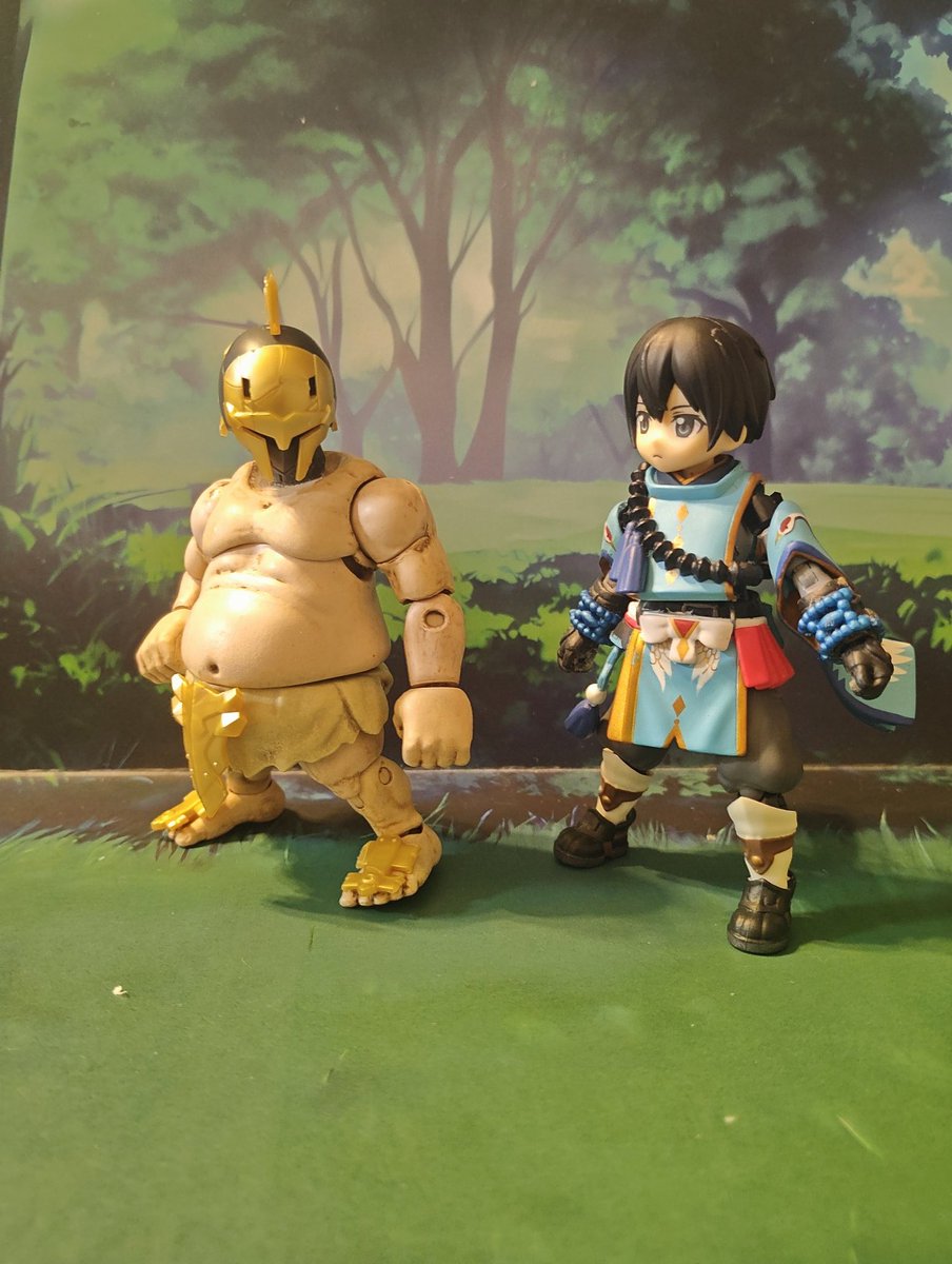 ゴブリン（オーク）をタンク騎士にできないか試行錯誤していたんだが結局諦めてしゃーない晒して供養するかとパーツを外していったら…

お、思ったよりカッコいいぞ
中世騎士が来たらバケツヘルムでも試したくなったぞ

騎士：デュフフ。さ、じろー殿行きますぞ!

#リンクトラベラーズ