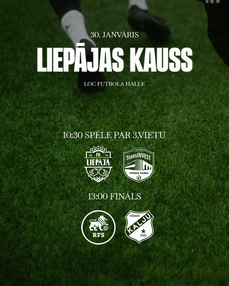LiepajaFK's tweet photo. “Liepājas Kauss” noslēdzas rītdien 13:00 ar finālu @RFSDaily pret @KaljuFC, bet pirms tam spēlēsim par 3. vietu pret @FkTransINVEST. https://t.co/wpEyP3irwd