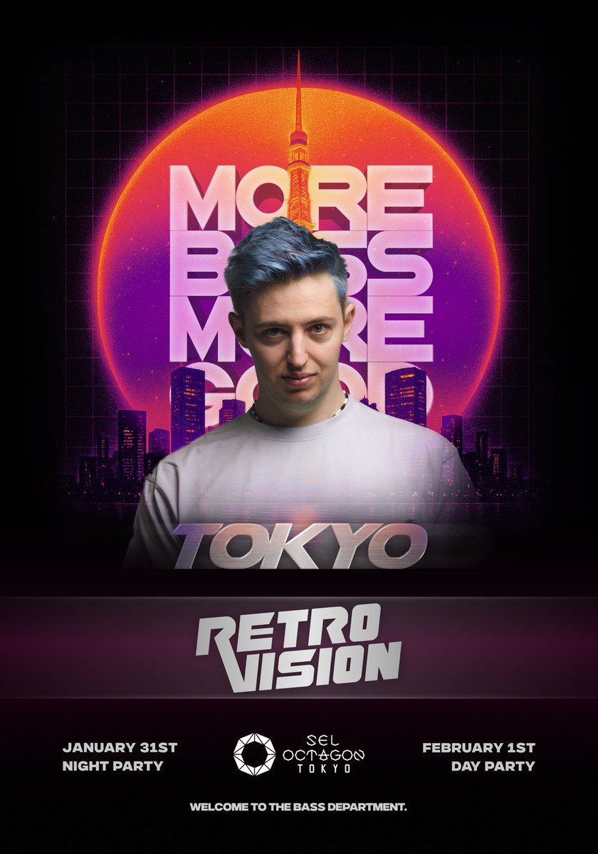 SELOCTAGONTOKYO's tweet photo. 📣いよいよ今週末開催📣
2026.1.31 SAT & 2026.2.1 SUN 

"MORE BASS MORE GOOD"
w/ RETROVISION, MO FALK, GUY ARTHUR

-2026.1.31 SAT *21:00-LAST
※前売りチケットの販売はございません。お早めのご来店お待ちしております。

-2026.2.1 SUN *DAY EVENT （20歳未満入場可能）
https://t.co/4MaWR8B50B