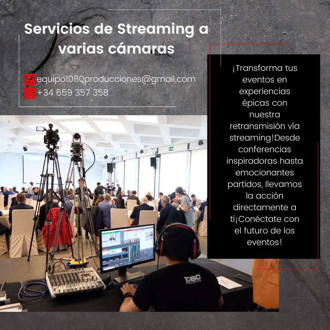 Streaming profesional multicámara para eventos.
Calidad y control técnico.

1080producciones.com

#Streaming #Audiovisuales