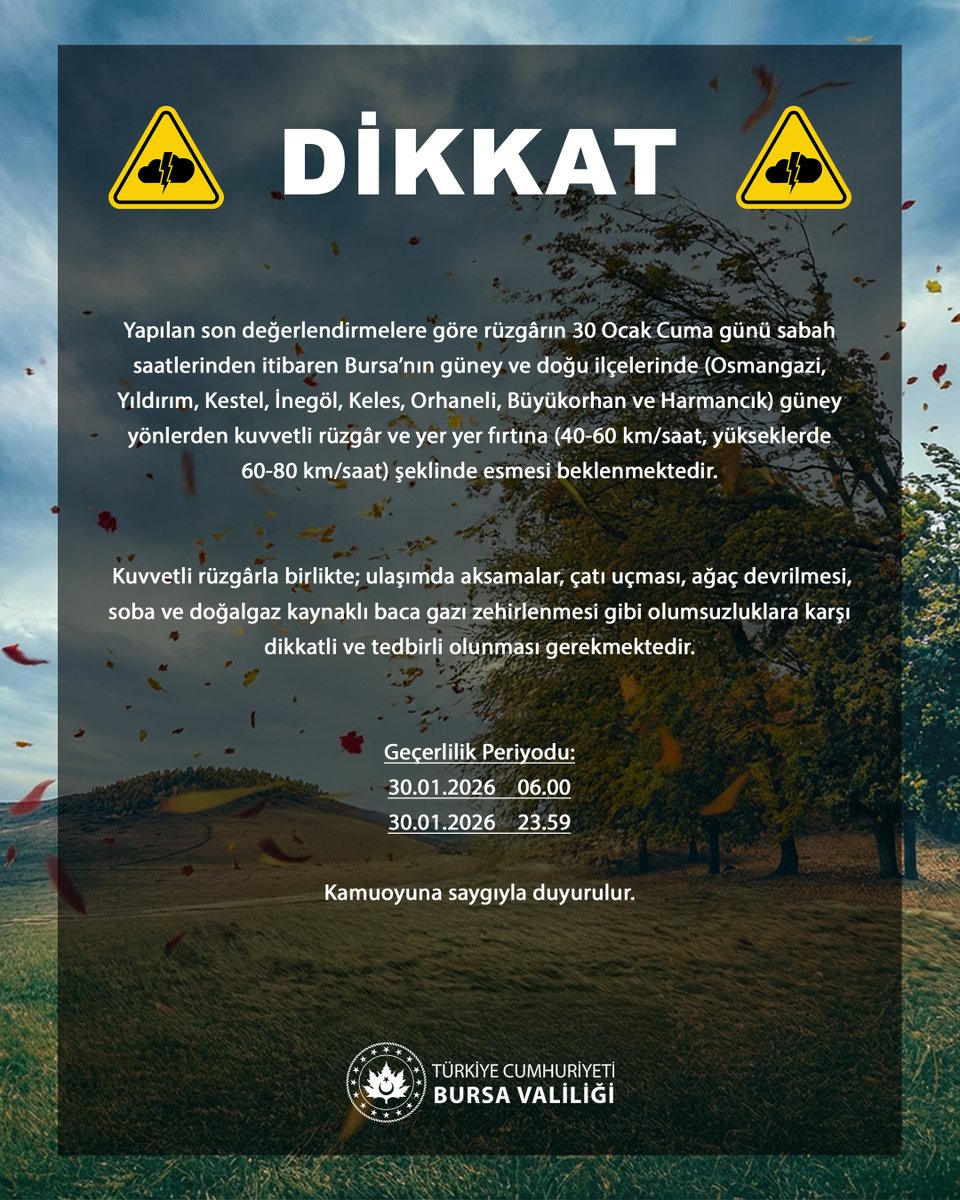 📢 Meteorolojik Uyarı ⚠️