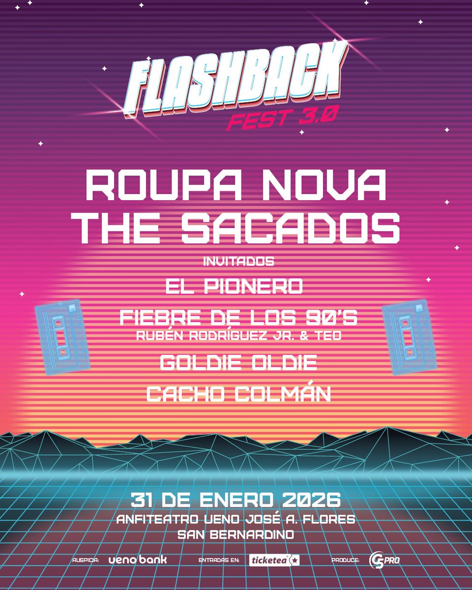 Solo 2️⃣ días para vivir una noche épica en el ANFI con ROUPA NOVA + THE SACADOS‼️

Además de los invitados a esta gran fiesta del verano🤩💯

Ya tenés tus entradas y outfit listos para este sábado?

👉Mesas al Wa 595981642000
🎟️Entradas en @ticketeapy  👉 ticketea.com.py/events/flashba…