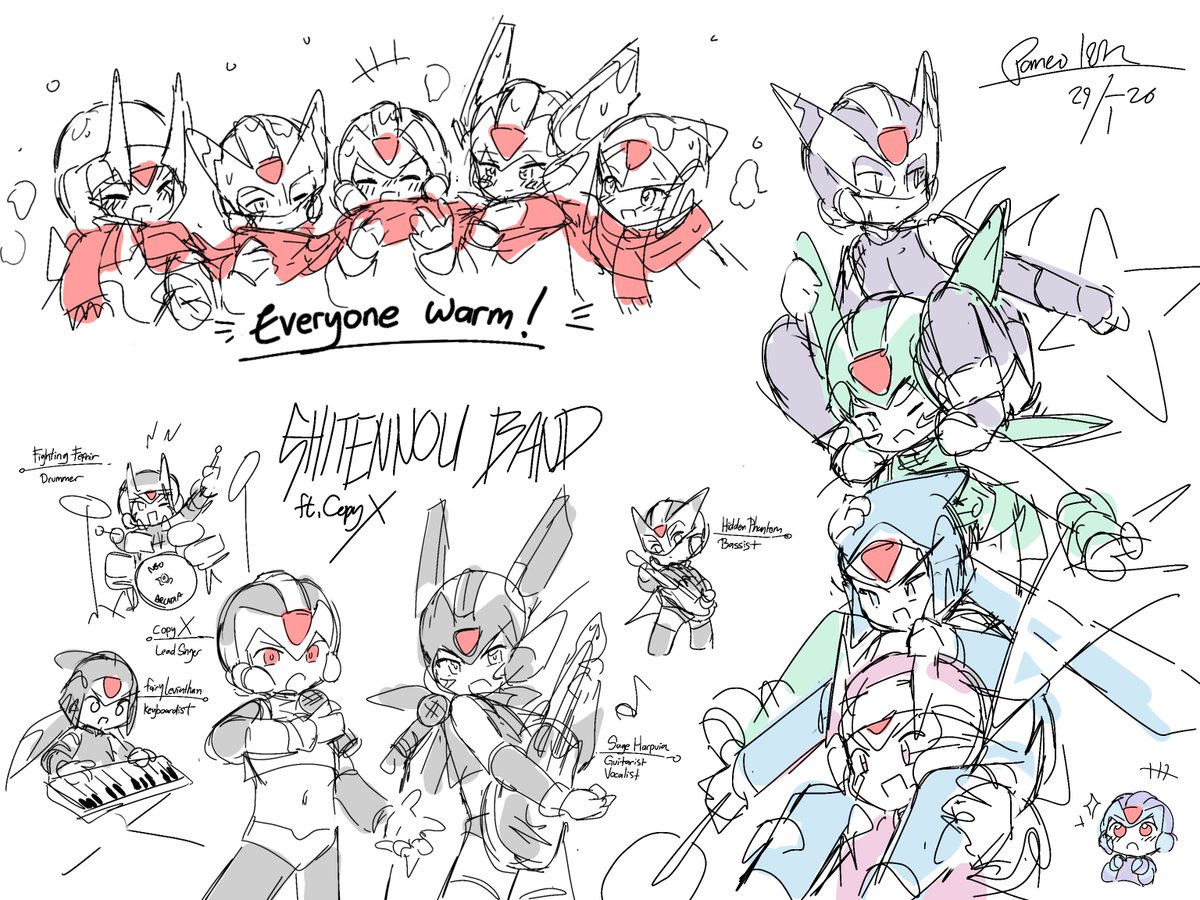 Shitennou and Copy X doodle because I also miss them