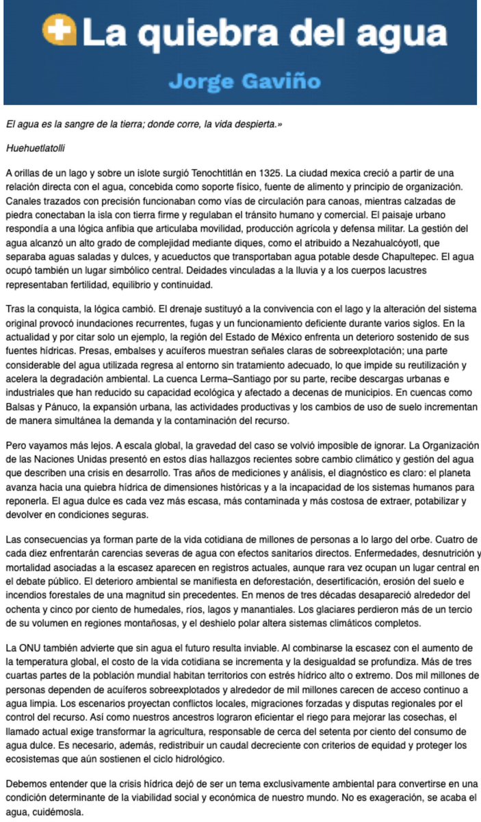 La quiebra del agua <a href="/El_Universal_Mx/">El Universal</a> 

eluniversal.com.mx/opinion/jorge-…