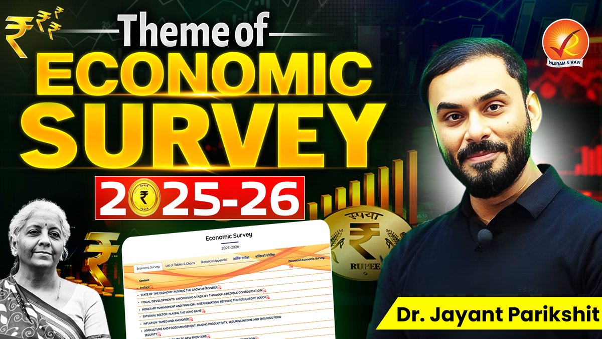 VajiramRavi's tweet photo. SESSION TONIGHT
Don't forget to tune into Vajiram and Ravi Official Youtube Channel for Economic Survey Insights.
#EconomicSurvey #VajiramAndRavi #UPSCPreparation #CurrentAffairs #EconomicsInsights #YouTubeSession #UPSC2025 #SurveyAnalysis #IndianEconomy #StudyWithExperts https://t.co/xcaFpZ16qA