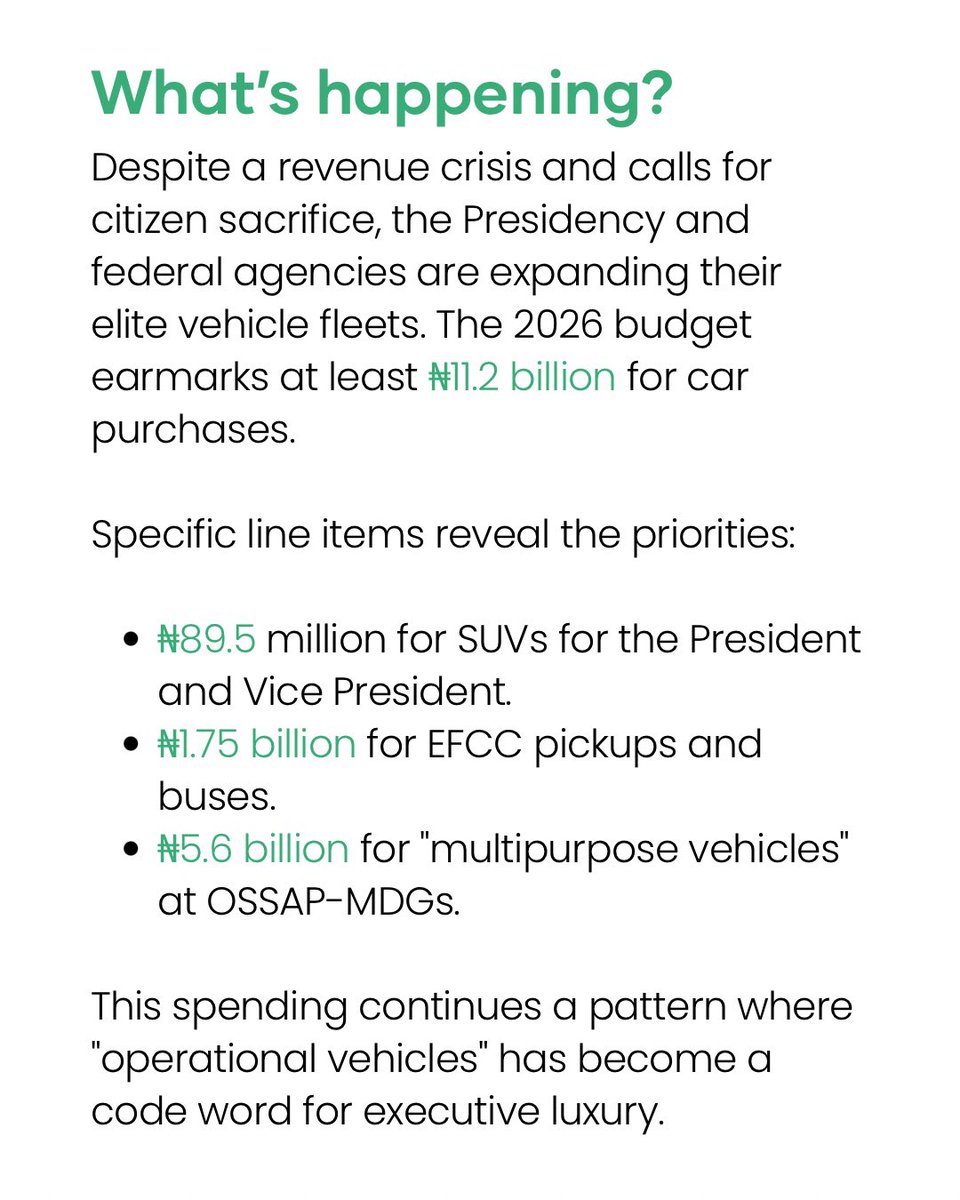 wearegst's tweet image. Nigeria’s budget problem isn’t just about low revenue. It’s about choices. 

In a year where over 60% of Nigerians are projected to live in poverty, billions still find their way into routine government comforts with little scrutiny.