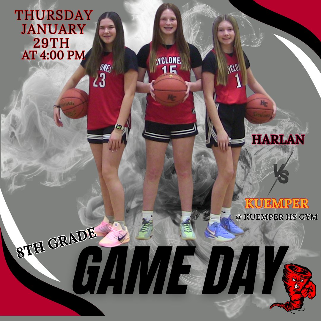 It's Game Time for our MS Girls Basketball Teams!
＊＊ Games start at 4:00 today ＊＊
Good luck today ladies!
Go Cyclones! 🏀🗑️🏀
