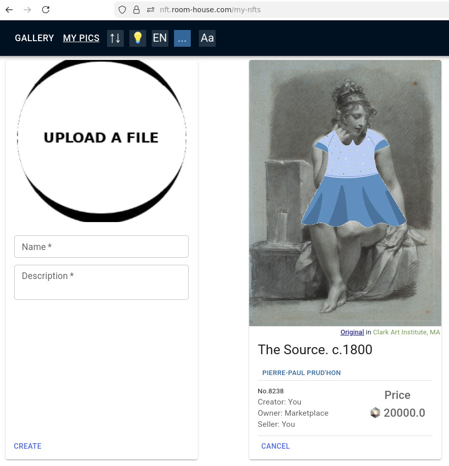 And this one an NFT, and a Room-House one - again the dress is a free clipart to comply with this X policy of blocking nudes .. - And kids, btw don't smoke. -- If only all modern women looked like her, even dressed and in monochrome. Get the NFT picture at nft.room-house.com/?the%20source