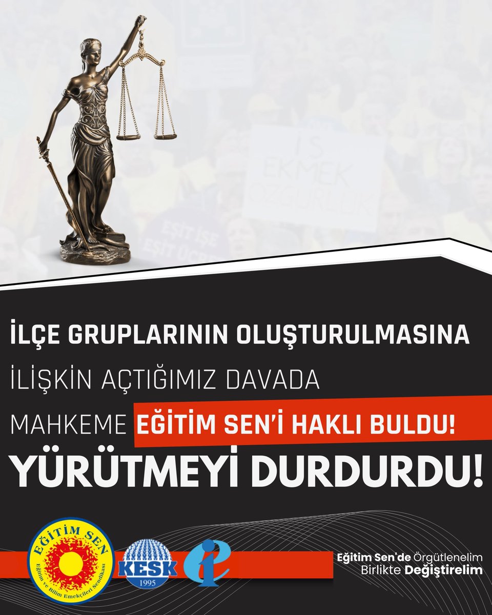 egitimsen's tweet image. 🔴İlçe gruplarının oluşturulmasına ilişkin açtığımız davada, Danıştay 2. Dairesi Eğitim Sen'i haklı buldu ve yürütmenin durdurulmasına karar verdi.
egitimsen.org.tr/ilce-gruplarin…