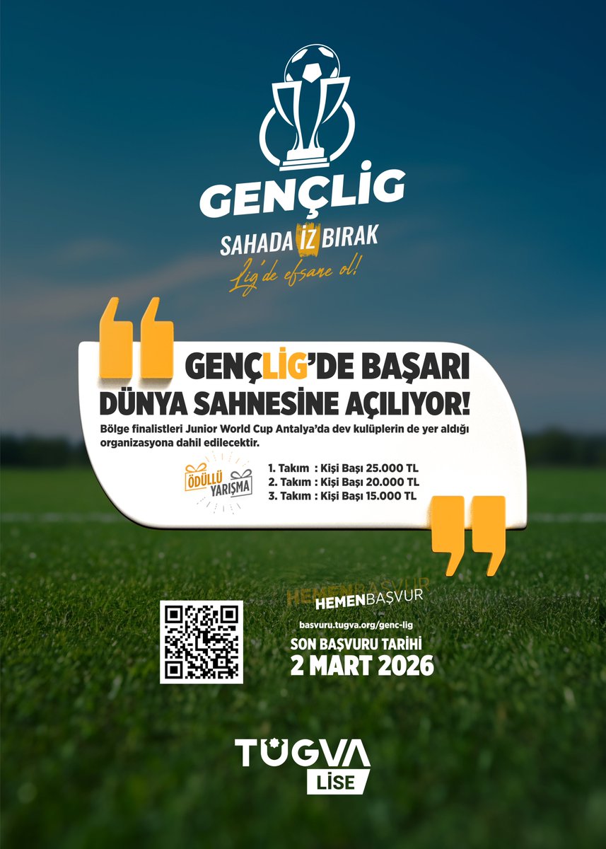 Türkiye’nin En Prestijli Futbol Turnuvası Başlıyor! ⚽🔥

Gençlerin enerjisini, yeteneğini ve takım ruhunu sahaya taşıyan Genç Lig için heyecan dolu süreç başladı. Türkiye genelinden takımların katılım sağlayacağı bu büyük organizasyonda sen de yerini al, yeteneğini göster,