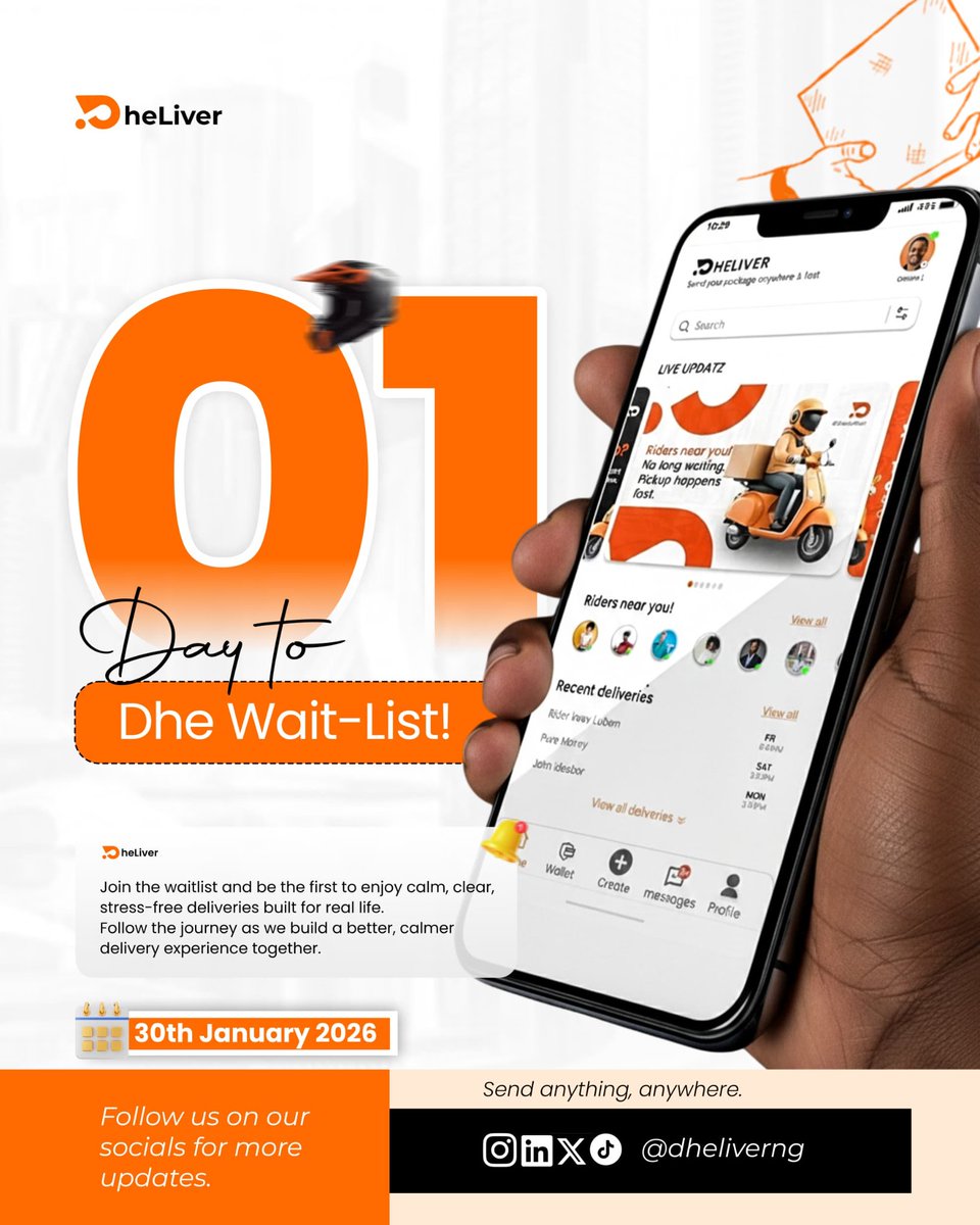 dheliverng's tweet photo. It's exactly a day until DheLiver's Waitlist goes live.🔥

Stay ready, and tell someone to tell someone that DheLiver is coming.🧡🤍

#DheLiverNow https://t.co/D0TIl01SYU
