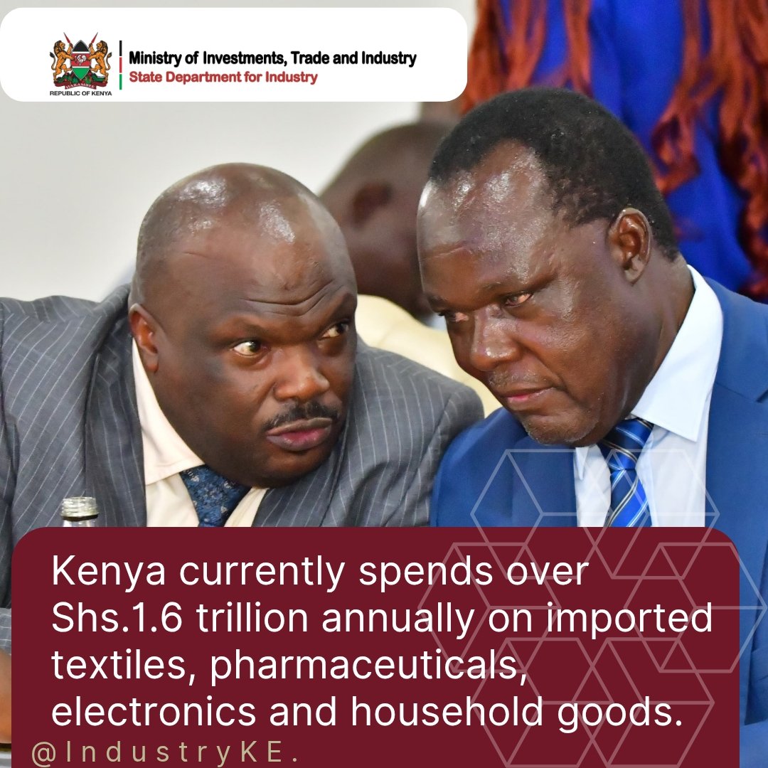 The government has intensified its push for local manufacturing , warning that its growing dependence on imports and proliferation of counterfeits are undermining economic growth and creation of jobs.

standardmedia.co.ke/business/busin…