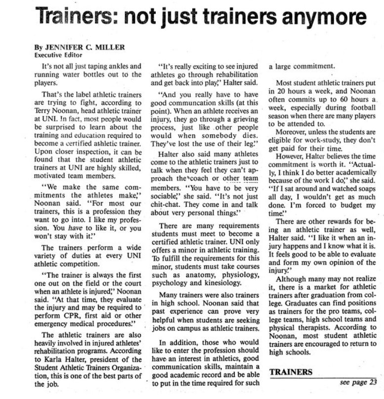 UNI Athletic Training tweet media