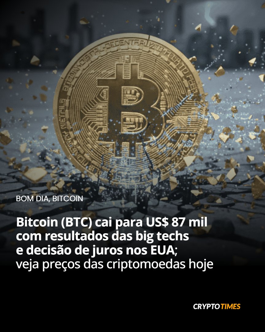 O bitcoin (BTC) é negociado na casa dos US$ 87 mil na manhã desta  quinta-feira (29), com uma desvalorização da ordem de 1,5%. Veja o  desempenho das dez maiores criptomoedas do mundo
