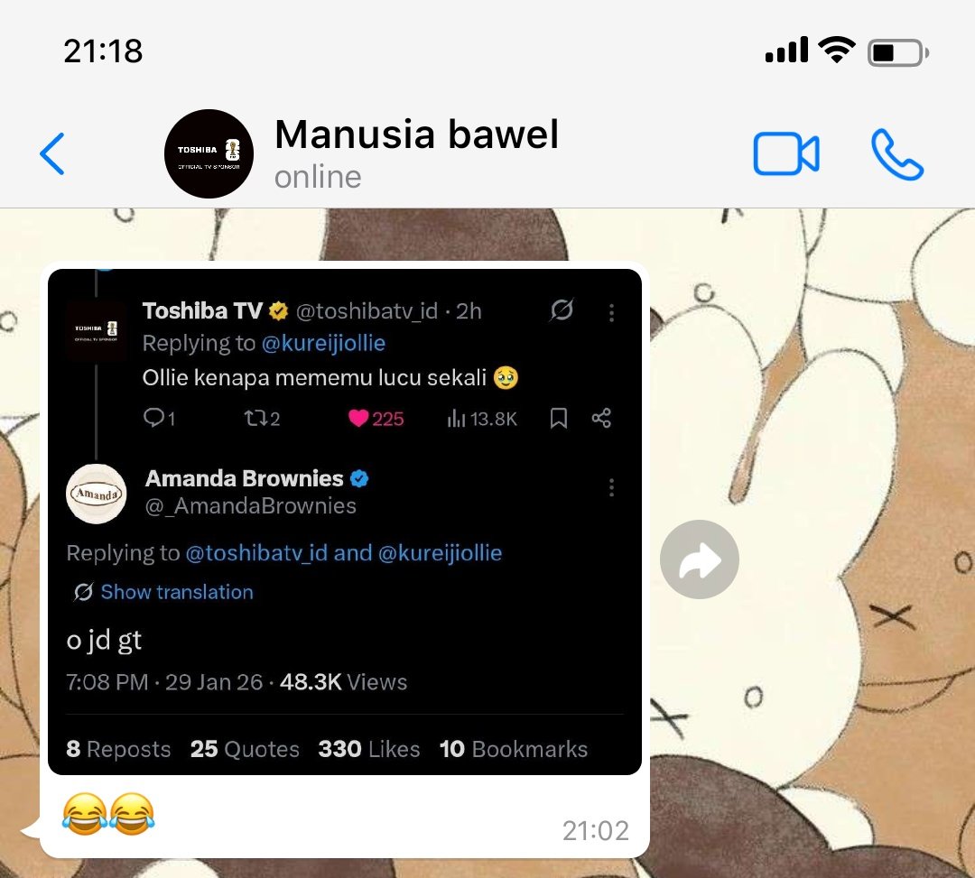 Jealous.

Toshiba x Amanda few tweets