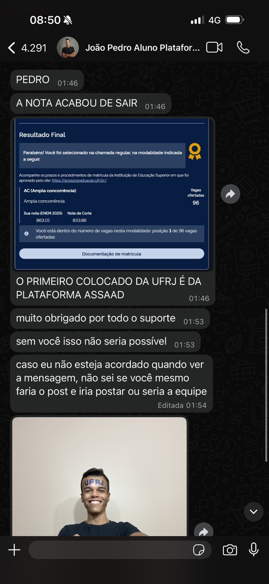 PedroAssaad's tweet image. PRIMEIRO LUGAR GERAL DA MEDICINA UFRJ É ALUNO FIEL DA PLATAFORMA ASSAAD. RESPEITA.

Passou o ano inteiro aqui conosco, inclusive trabalhou na Plataforma. Construiu essa aprovação aqui! 

Plataforma Assaad, nesse ano, calou a boca de todo mundo que duvidava. Quantidade e qualidade…