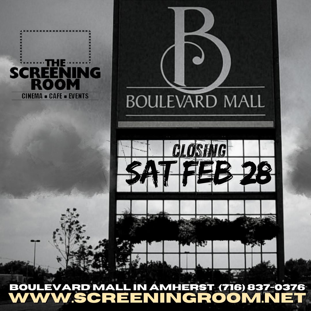SAD NEWS.  We just found out that we are unable to continue our lease at the mall, so Sat Feb 28th will be our final day.  Thank you for eveyone's support, and look for updates for a potential new location and pop-up movie events.  screeningroom.net