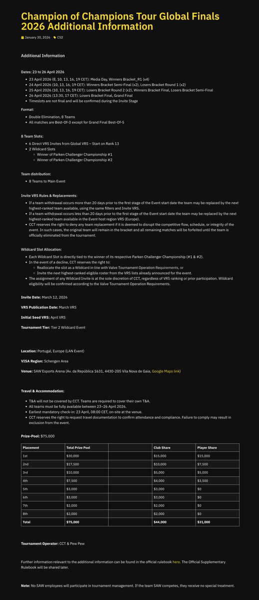 Champion of Champions Tour CS2 tweet media